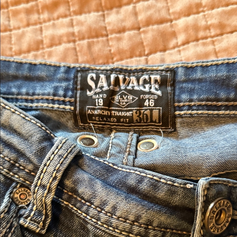 Salvage Anarchy Straight Blue Jeans